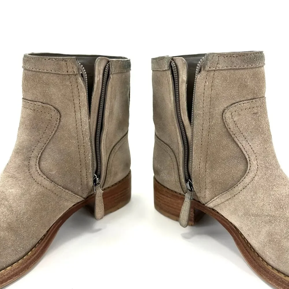 Tory Burch Eloise Women Tan Flat Bootie Sz 7M Suede Leather Low Heel Ankle Boot